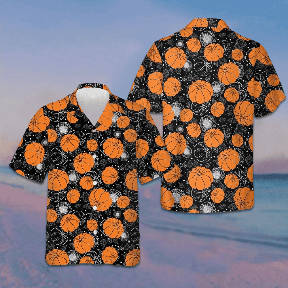 Thanksgiving Pumpkins And Suowers Seamless Pattern Hawaiian Shirt Gifts For Thanksgiving – Moonbestprint
