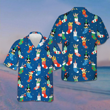 Cats In Christmas Socks Hawaiian Shirt Cute Christmas Shirt Gifts For Cat Lovers – Moonbestprint
