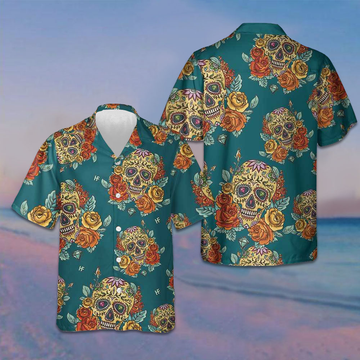 Roses Sugar Skulls Hawaiian Shirt Mexican Skull Shirt Day Of The Dead Gifts – Moonbestprint