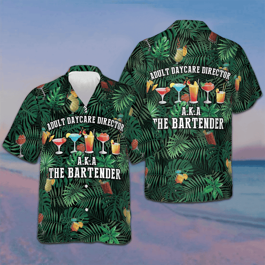 Adult Daycare Director The Bartender Hawaiian Shirt Men's Beach Button Up Gifts For Bartender – Moonbestprint