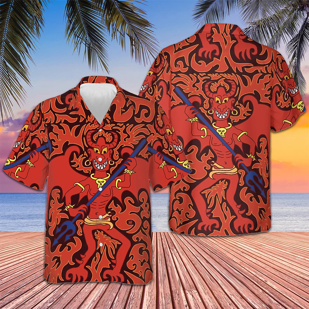 Cartoon Style Demon Satanic Goth Gothic Hawaiian Shirt Red Button Up Shirt Summer Gift Ideas – Moonbestprint