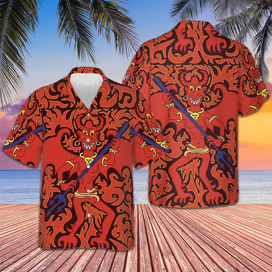 Cartoon Style Demon Satanic Goth Gothic Hawaiian Shirt Red Button Up Shirt Summer Gift Ideas – Moonbestprint