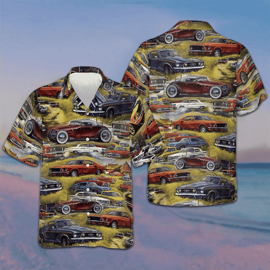 Retro Cars Hawaiian Shirt Men's Summer Button Down Shirts Gifts For Car Lovers – Moonbestprint