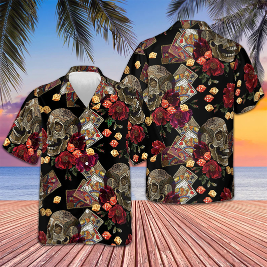 Casino Skull Colorful Hawaiian Shirt Men's Summer Short Sleeve Shirts Gifts For Casino Lovers – Moonbestprint