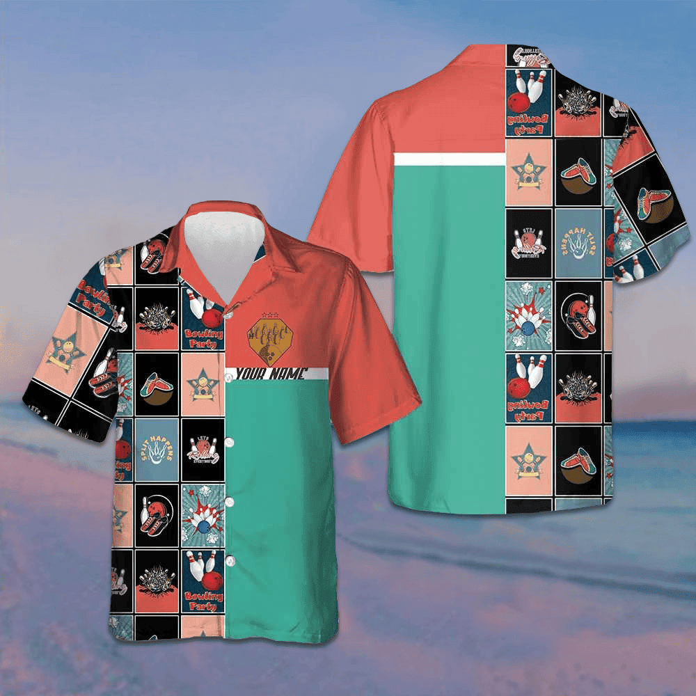 Red Blue Vintage Bowling Hawaiian Shirt Summer Button Up Gifts For Bowlers Men – Moonbestprint