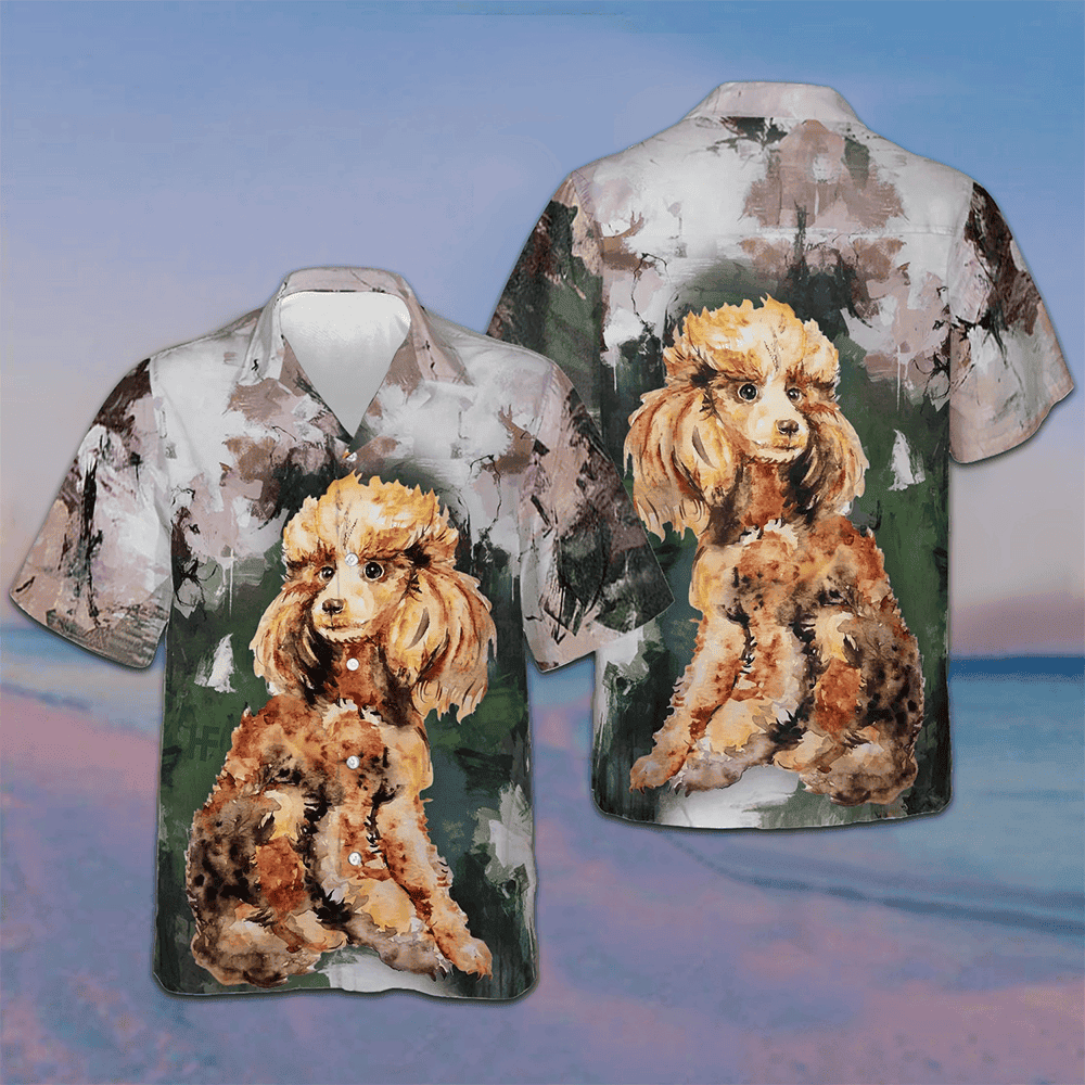 Poodle And Landscape Waterbrush Art Hawaiian Shirt Summer Short Sleeve Shirts Dog Owners Gifts – Moonbestprint