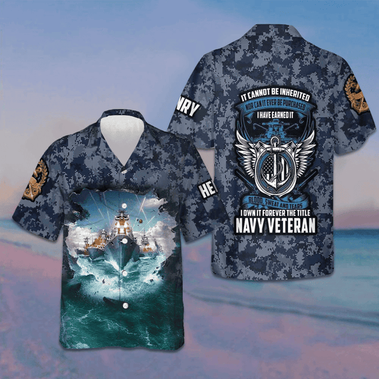 Custom I Own It Forever The Title Navy Veteran Hawaiian Shirt Proud Veteran USN Camo Shirt – Moonbestprint