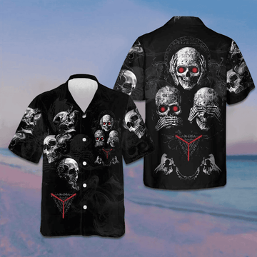 Idgaf Skull Hawaiian Shirt Gothic Skull Horror Button Up Gifts For Halloween – Moonbestprint