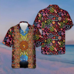 Vibrant Color Hippie Hawaiian Shirt Peace Sign Pattern Shirt Gifts For Boyfriend – Moonbestprint