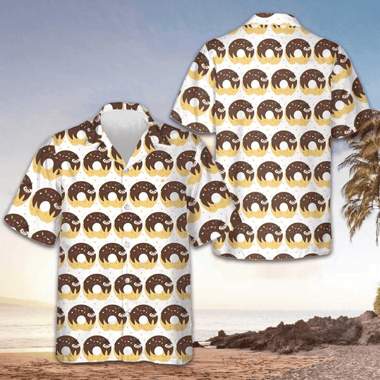 Adorable Cartoon Sloth On Donut Hawaiian Shirt Unique Design Shirt Gifts For Sloth Lovers – Moonbestprint