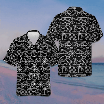 Black And White Bicycle Seamless Pattern Hawaiian Shirt Men's Button Up Shirts Summer – Moonbestprint