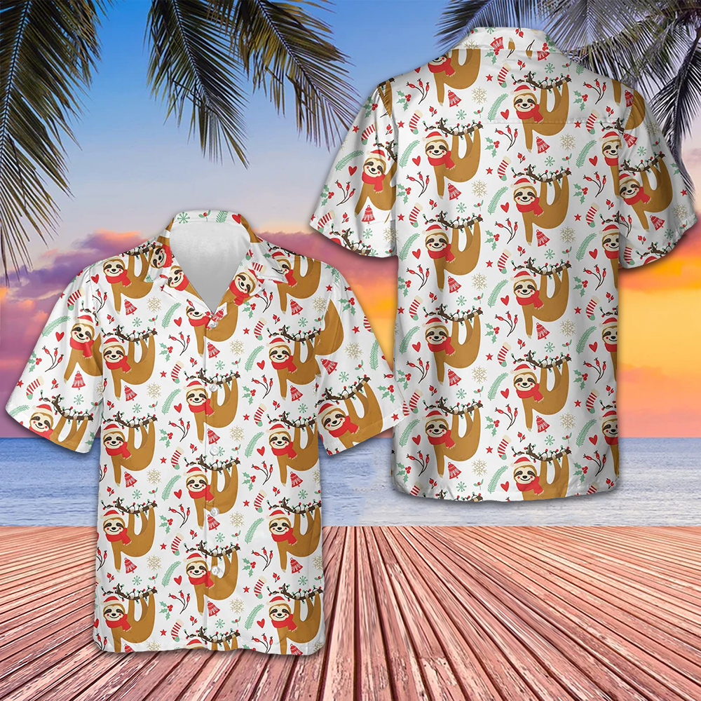 Christmas Lazy Sloths Hawaiian Shirt Funny Sloth Xmas Shirt Gifts For Boyfriend – Moonbestprint