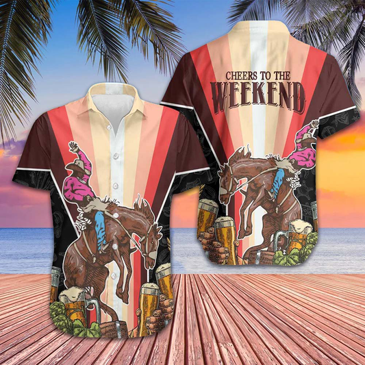 Cheers to the Weekend Rodeo Hawaiian Shirt Western Cowboy Drinking Shirt Gift For Him – Moonbestprint