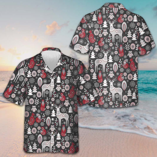 Scandinavian Woodland Animals Hawaiian Shirt Cool Christmas Shirt Gifts For Husband – Moonbestprint