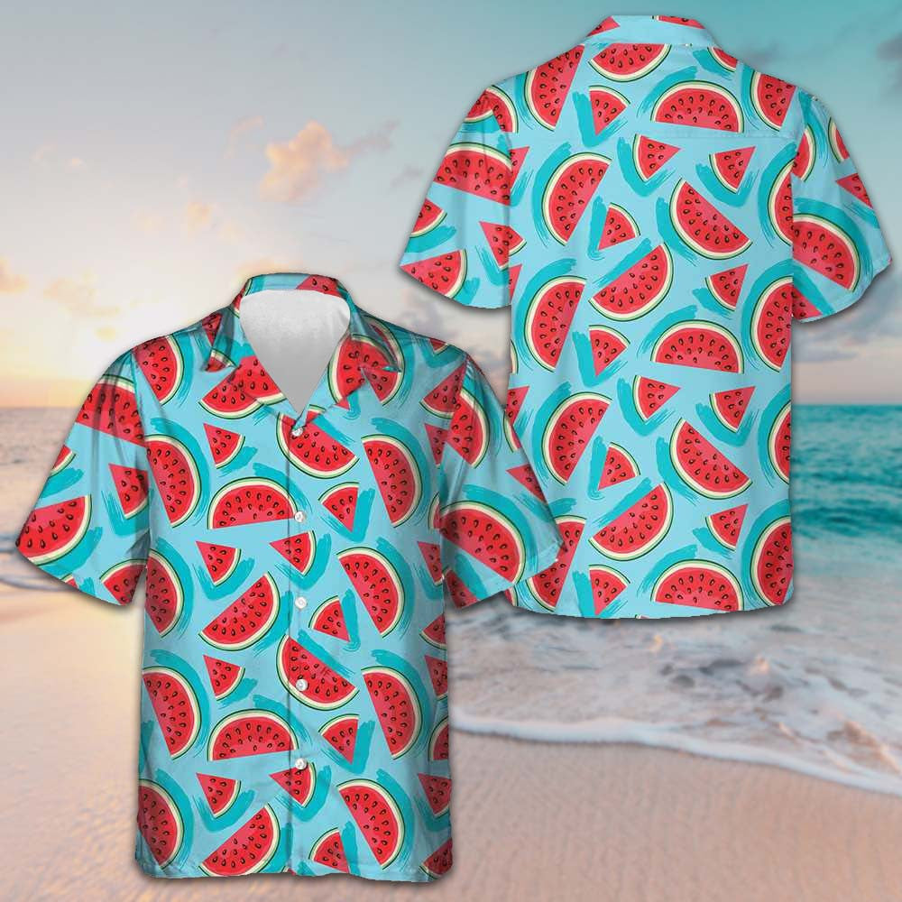 Juicy Watermelon Seamless Pattern Hawaiian Shirt Tropical Button Up Shirt Gifts For Male – Moonbestprint