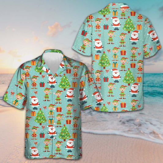 Santa Helper Pattern Hawaiian Shirt Merry Christmas Funny Shirt Gift Ideas For Boyfriend – Moonbestprint