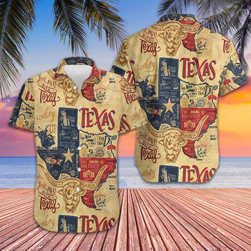 Don't Mess With Texas Longhorns Hawaiian Shirt Old Vintage State Of Texas Shirt For Men's – Moonbestprint