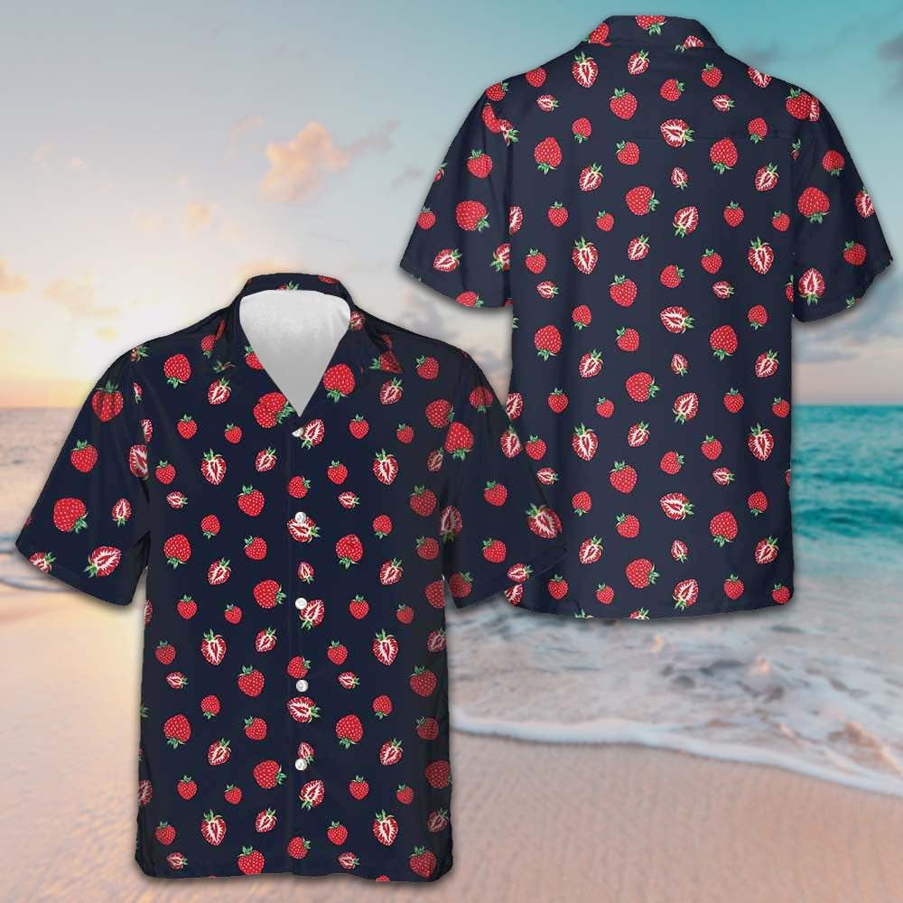 Strawberry Slice Hawaiian Shirt Men's Beach Button Up Gifts For Strawberry Lovers – Moonbestprint