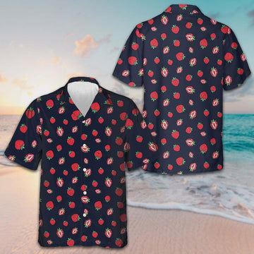 Strawberry Slice Hawaiian Shirt Men's Beach Button Up Gifts For Strawberry Lovers – Moonbestprint