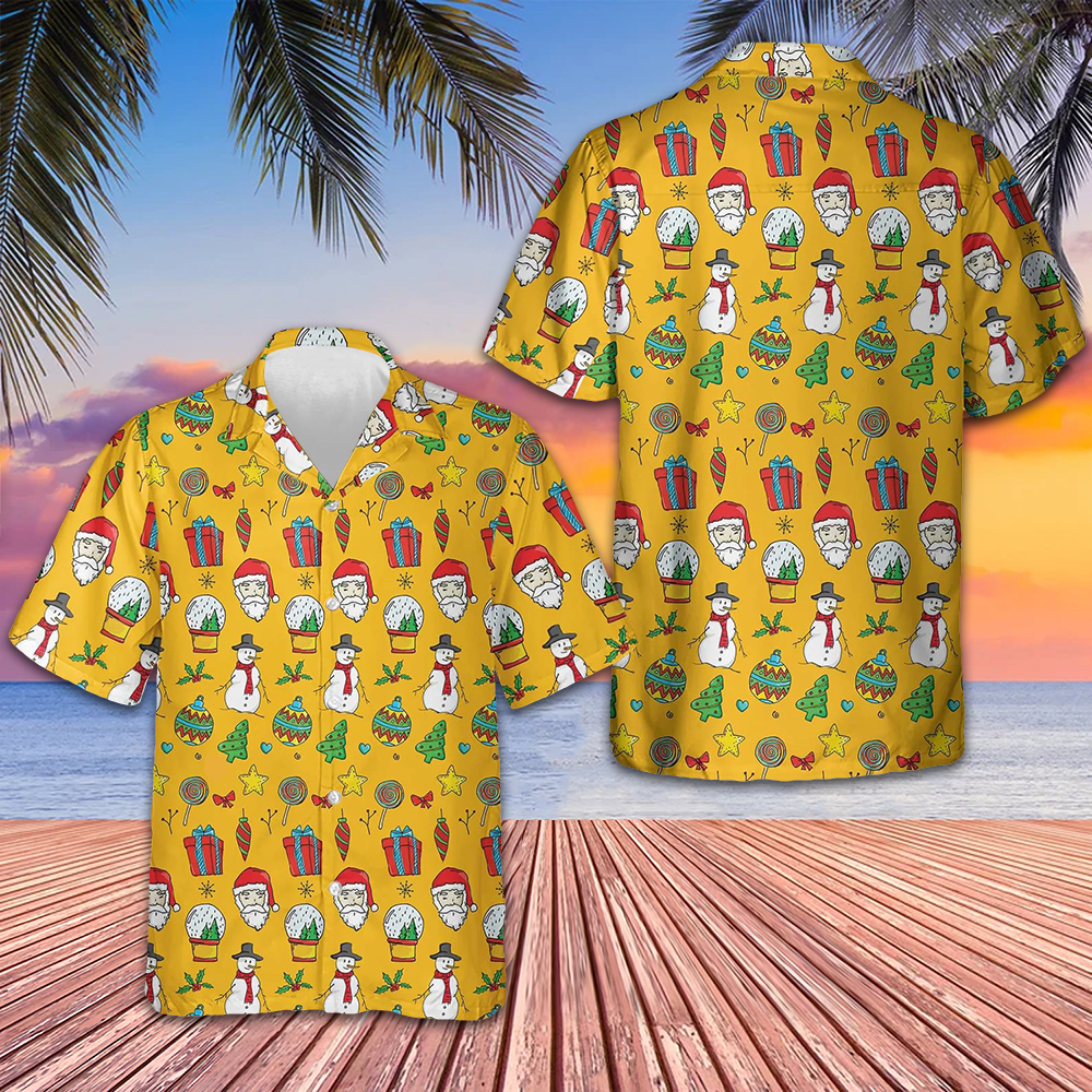 I Love Christmas Hawaiian Shirt Merry Christmas Yellow Button Up Shirt Gifts For Him – Moonbestprint