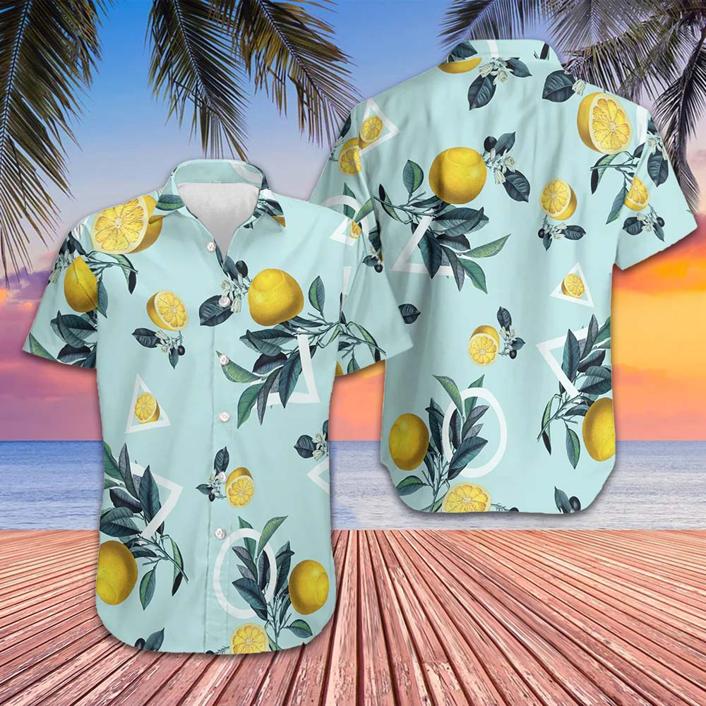 Tropical Lemon Pattern Hawaiian Shirt Men's Vacation Button Up Shirts Gifts For Summer – Moonbestprint