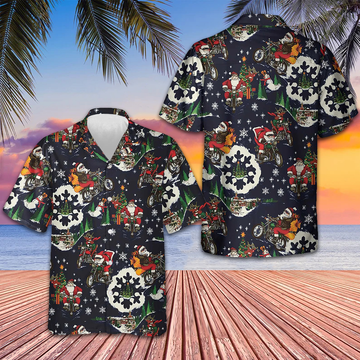 Santa On Motorcycle Hawaiian Shirt Men's Christmas Shirts Gifts For Motorcycle Lovers – Moonbestprint