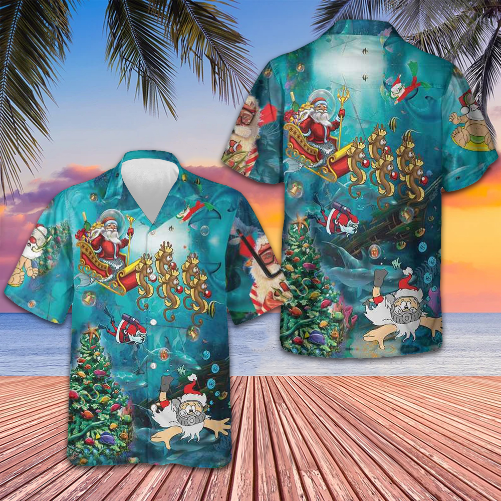 Scuba Diving Santa Claus Hawaiian Shirt Adult Christmas Shirt Gifts For Brother – Moonbestprint