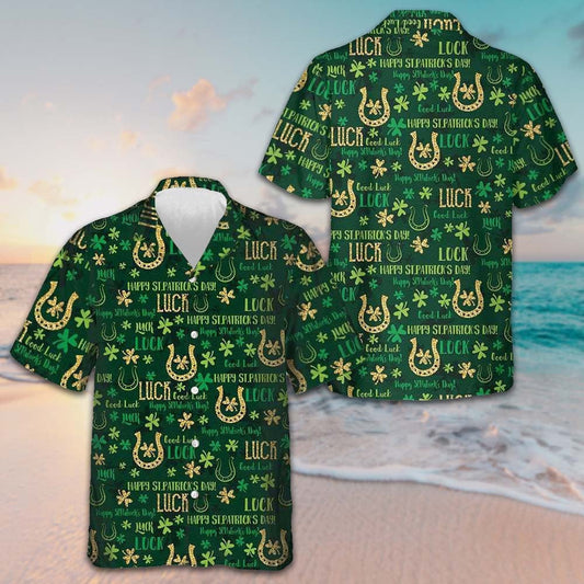 Good Luck St Patrick's Day Hawaiian Shirt Men's Short Sleeve Button Up Gifts For Irish – Moonbestprint