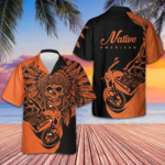 Fire Racing Skull Biker Native American Hawaiian Shirt Motorcycle Lovers Button Down Shirt Men – Moonbestprint