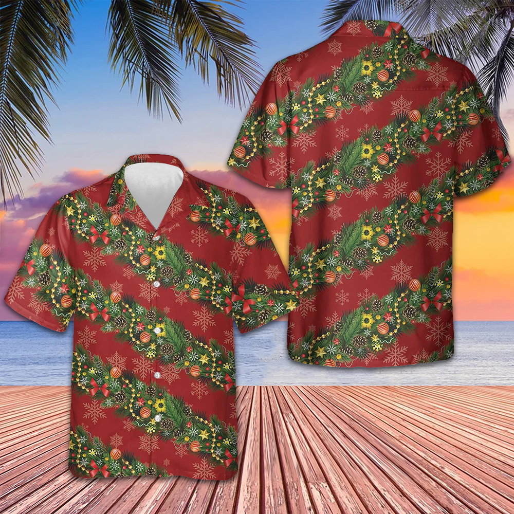 Christmas Pattern With Snowflakes Red Hawaiian Shirt Merry Xmas Short Sleeve Button Up Men – Moonbestprint