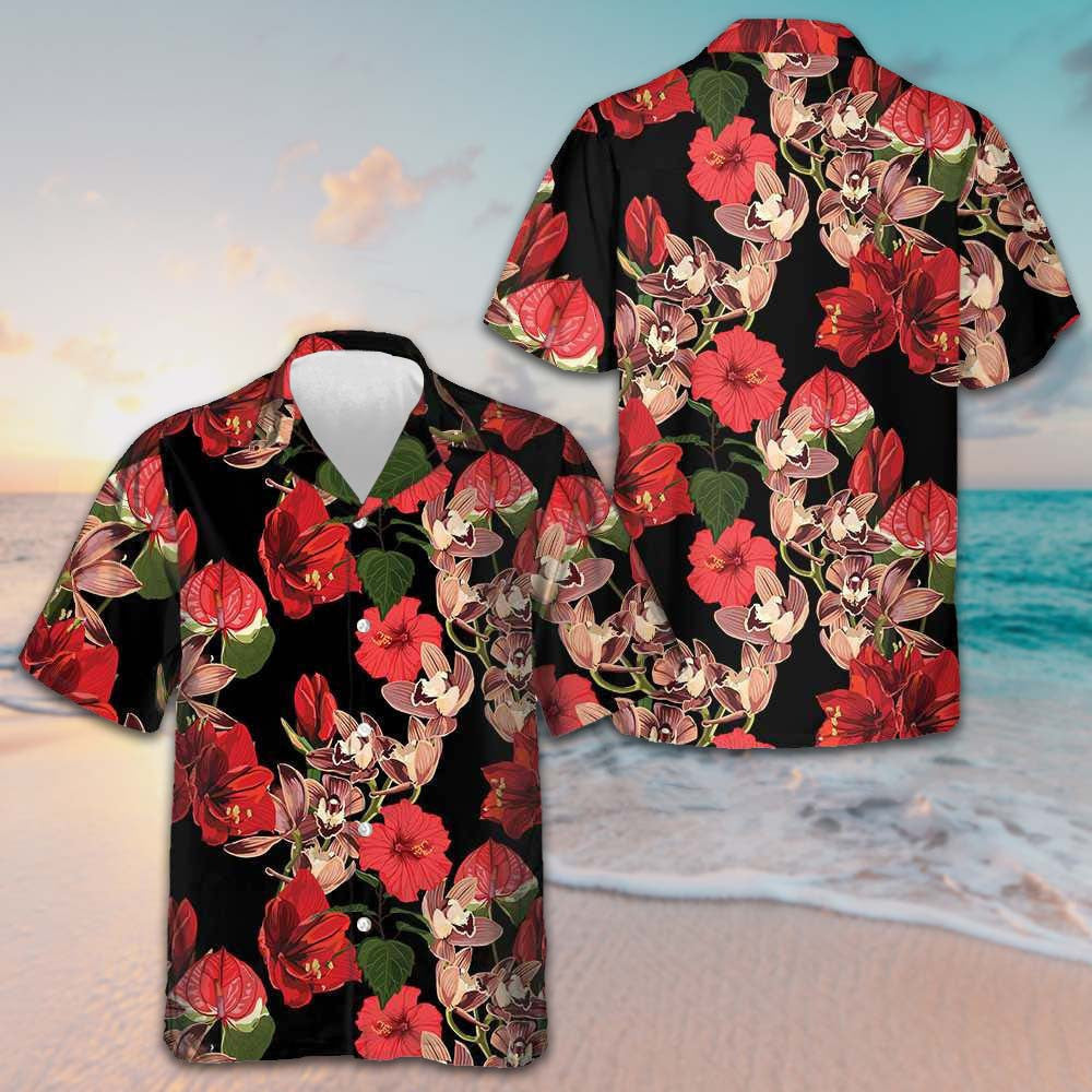 Hibiscus And Tropical Plants Hawaiian Shirt Beach Short Sleeve Button Down Gifts For Him – Moonbestprint