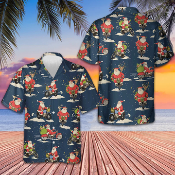 Santa Riding Motorcycle Hawaiian Shirt Merry Christmas Shirts Gifts For Son – Moonbestprint