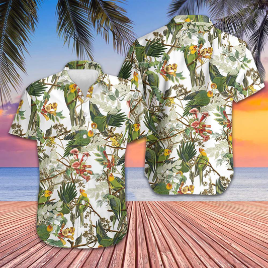 Carolina Parrot Hawaiian Shirt Vacation Button Up Shirt Gifts For Best Friends – Moonbestprint