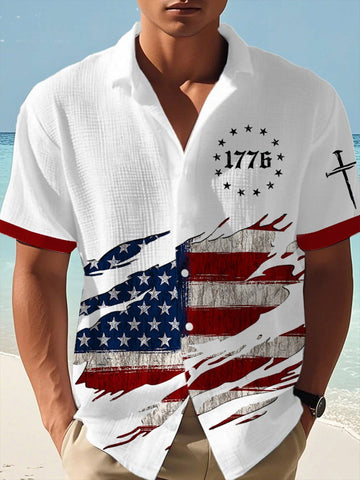 American 250 Years 1776 Hawaiian Shirt Cross Christian Faith USA Flag Religious Outfit Presents – Moonbestprint