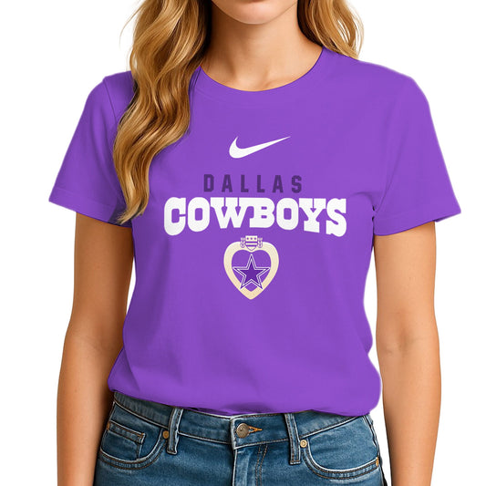 Dallas Cowboys | Premium NFL National Purple Heart Day 3D Shirt for Women Moonbestprint