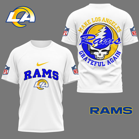 Los Angeles Rams | Premium NFL Grateful Game Day 3D Shirt White Moonbestprint