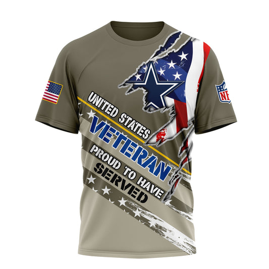 Dallas Cowboys | Premium NFL Proud U.S. Veteran 3D Shirt NY Moonbestprint