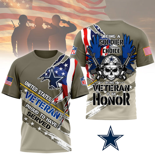 Dallas Cowboys | Premium NFL Proud U.S. Veteran 3D Shirt NY Moonbestprint