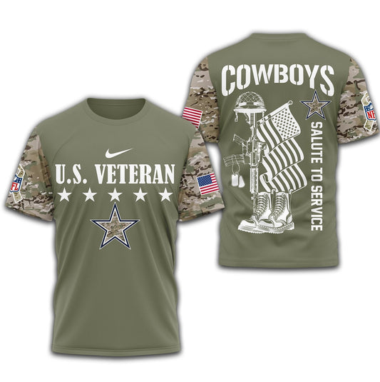 Dallas Cowboys | Premium NFL Salute To Service 3D Shirt  Moonbestprint