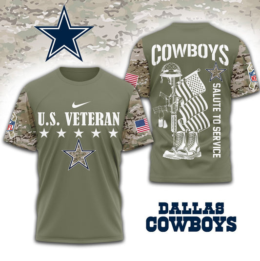 Dallas Cowboys | Premium NFL Salute To Service 3D Shirt  Moonbestprint