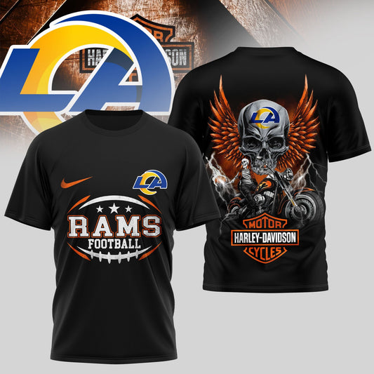 Los Angeles Rams | Premium NFL Harley Davidson 3D Shirt Moonbestprint