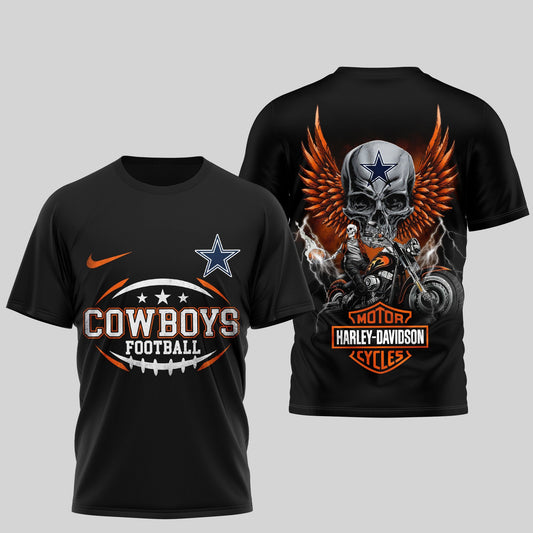 Dallas Cowboys | Premium NFL Harley Davidson 3D Shirt  Moonbestprint