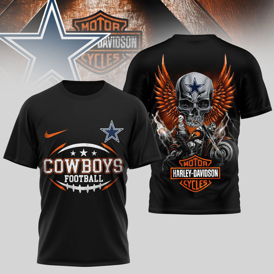 Dallas Cowboys | Premium NFL Harley Davidson 3D Shirt  Moonbestprint