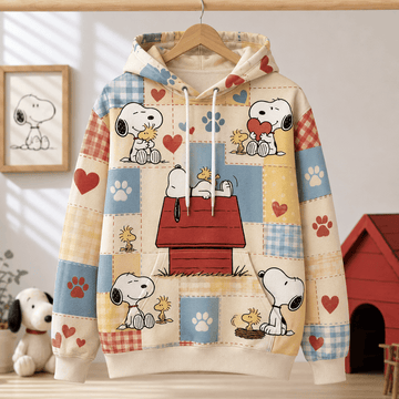 Snoopy & Woodstock Cozy Patchwork 3D Hoodie