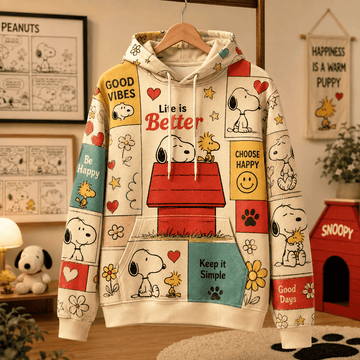 Snoopy Good Vibes Patchwork 3D Hoodie
