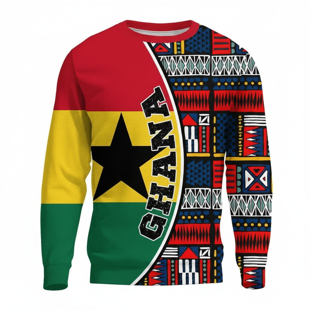 Ghana Sweater ? Flag Kente Pattern Special A25 ? Usalast