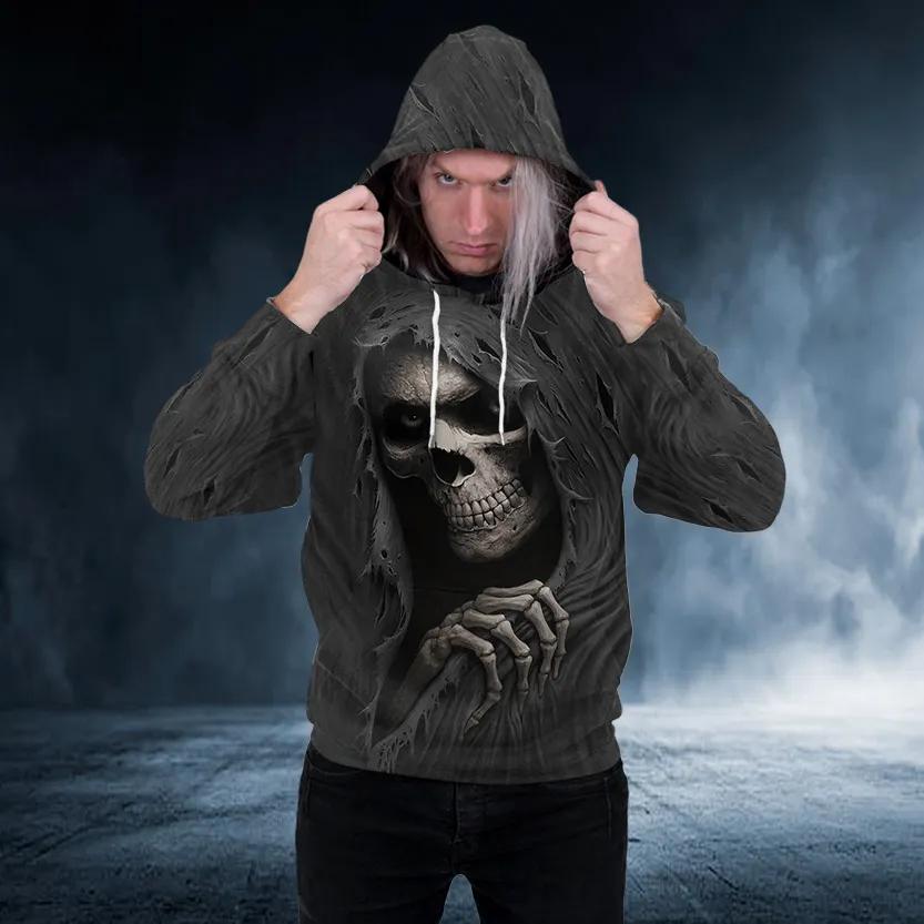 Ghost Smile Skull 3D All Over Print Hoodie -Moonbestprint