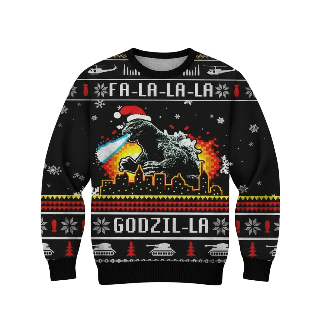 Godzilla Fa La La La La King Of Monster Godzilla Gojira 3d Ugly Christmas Sweater ? Usalast