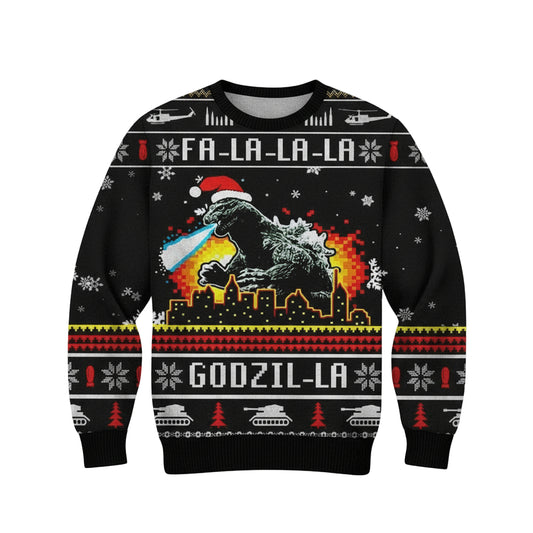 Godzilla Fa La La La La King Of Monster Godzilla Gojira 3d Ugly Christmas Sweater ? Usalast