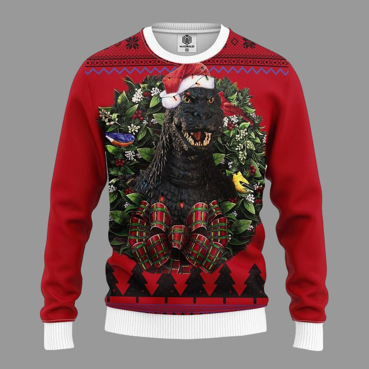 Godzilla King Kong Statue Kaiju Art Noel Mc Ugly Christmas Sweater Thanksgiving Gift ? Usalast
